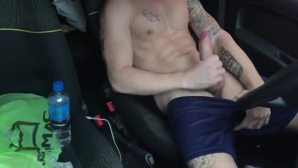 Hot Hunk Jerk off in Car Latino Gay Porn